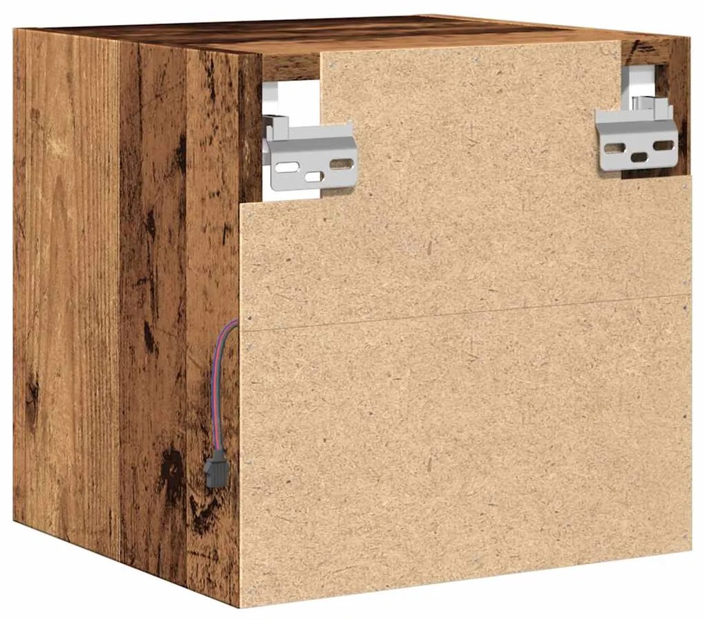 Móveis parede p/ TV luzes LED 2 pcs 30x28,5x30 cm madeira velha