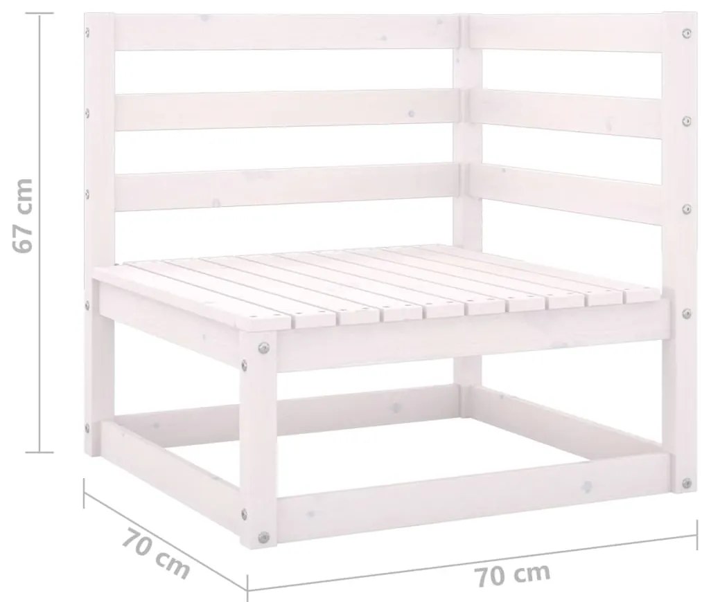 Sofás de canto para jardim 2 pcs madeira de pinho maciça branco