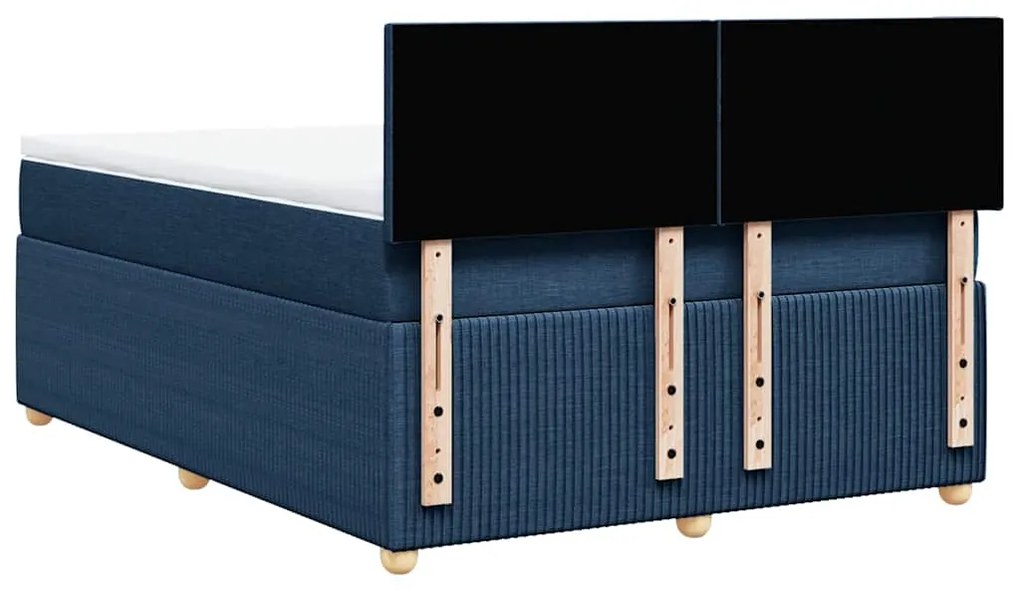 Cama com molas/colchão 160x200 cm tecido azul