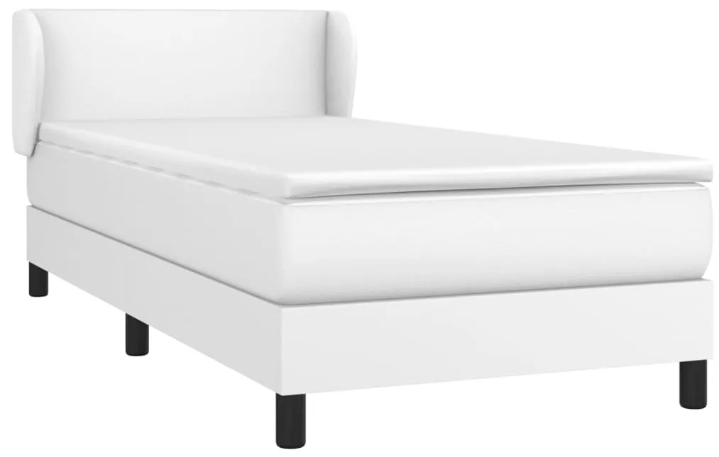 Cama com molas/colchão 90x190 cm couro artificial branco