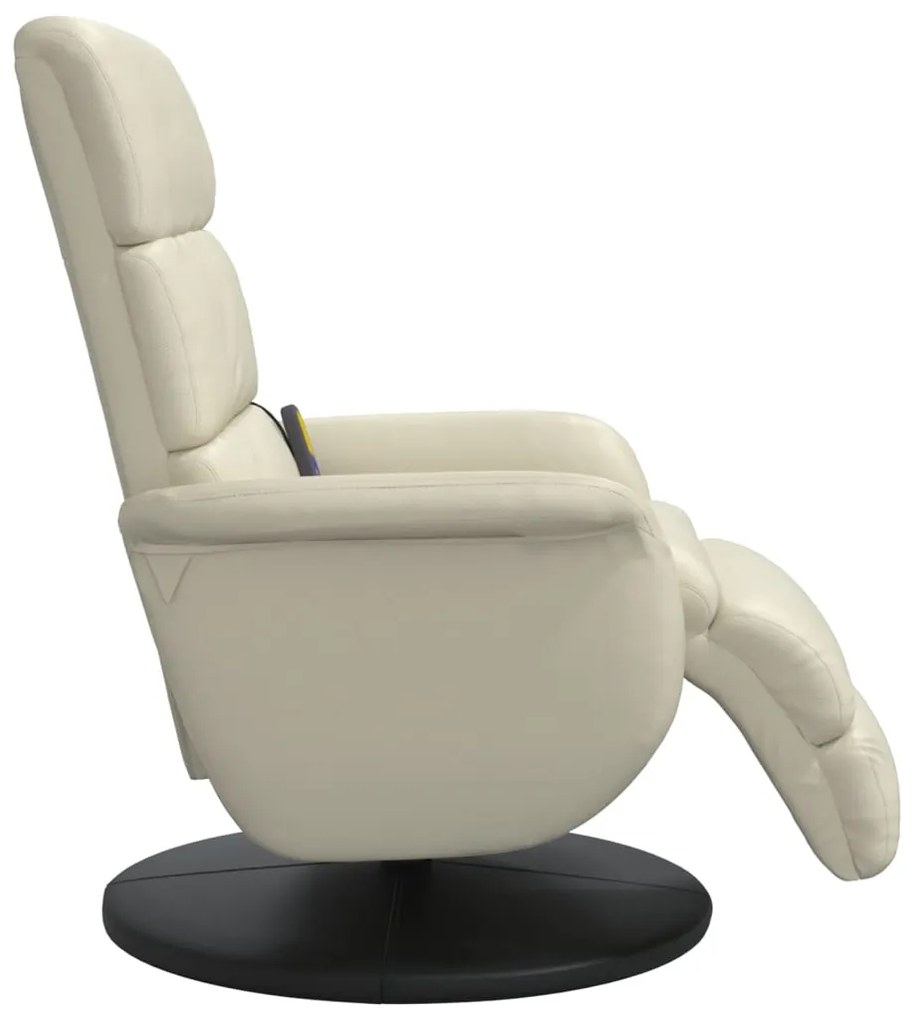 Cadeira massagens reclinável c/apoio pés couro artificial creme