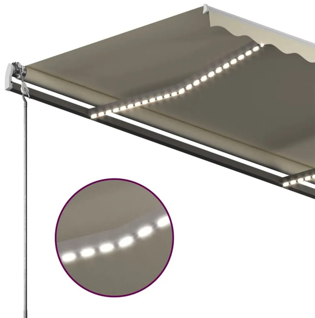 Toldo retrátil manual com LED 450x350 cm cor creme