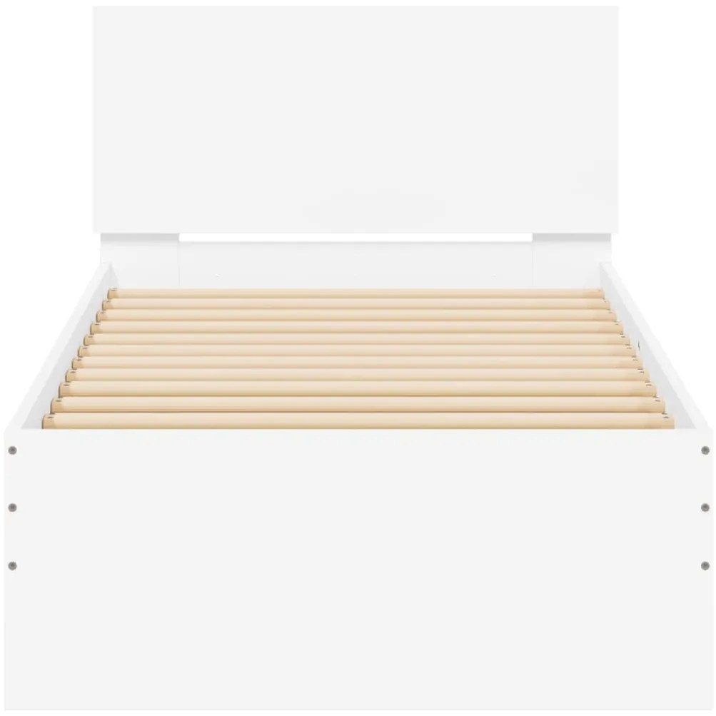Estrutura de cama com cabeceira e luzes LED 90x200 cm branco