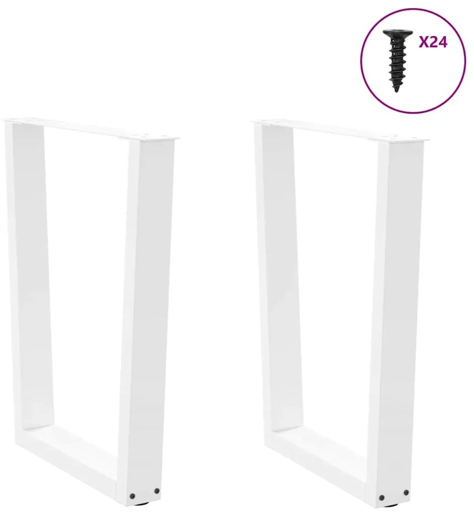 Mesa de jantar pernas 2pcs forma de V 60x(72-73,3)cm aço branco