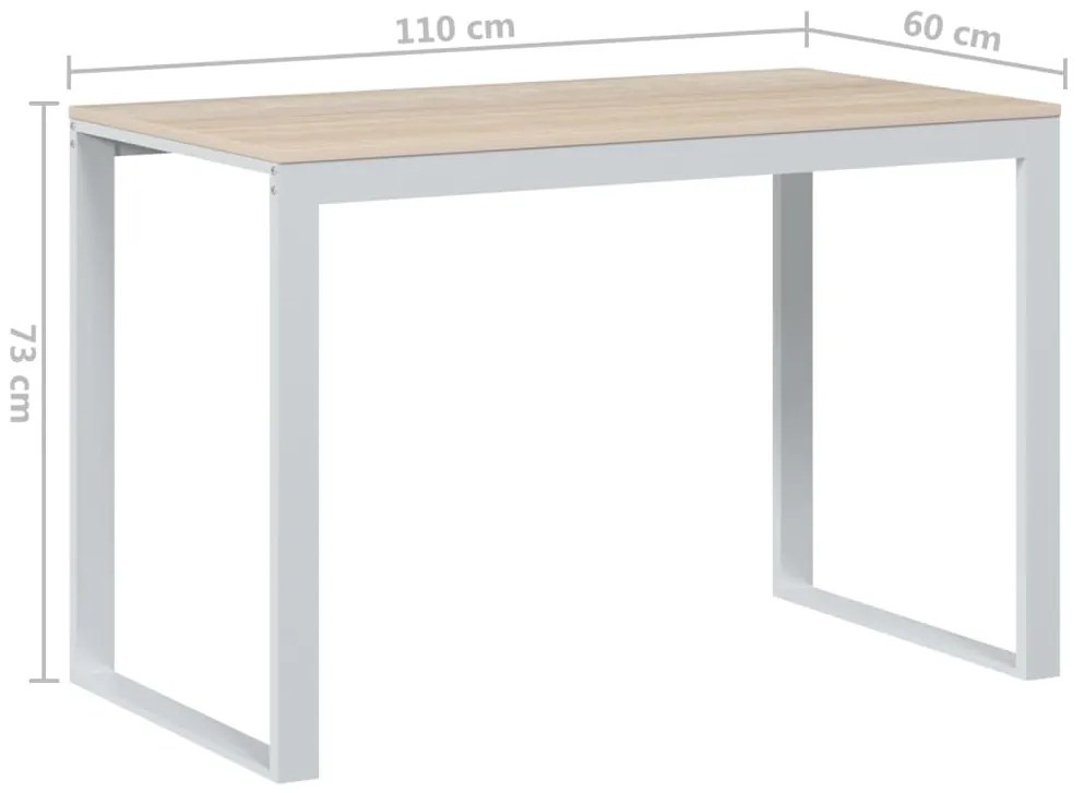 Secretária computador 110x60x73cm contraplacado branco/carvalho