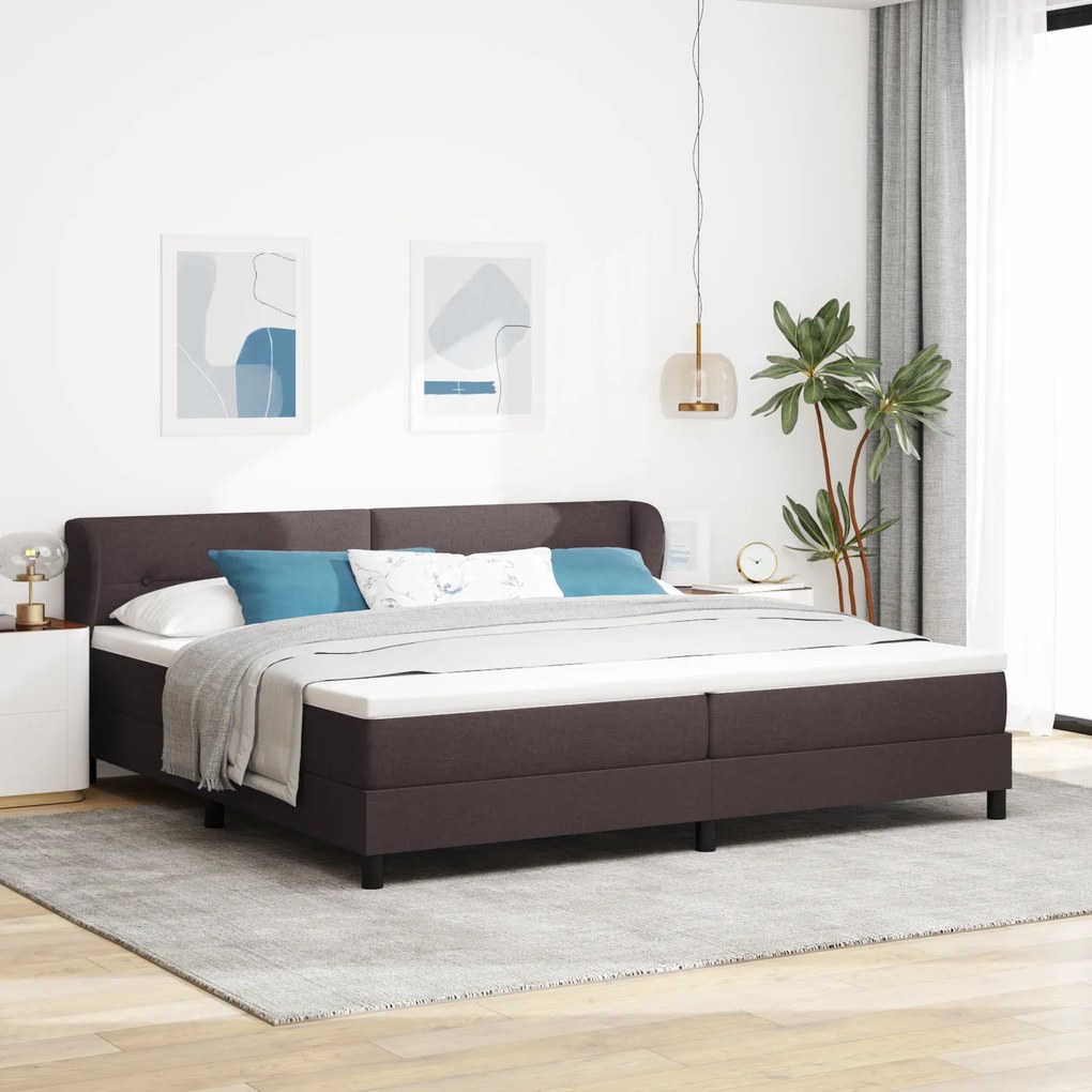 Cama Box com Colchão vidaXL Marrom Escuro 200x200 cm Tecido