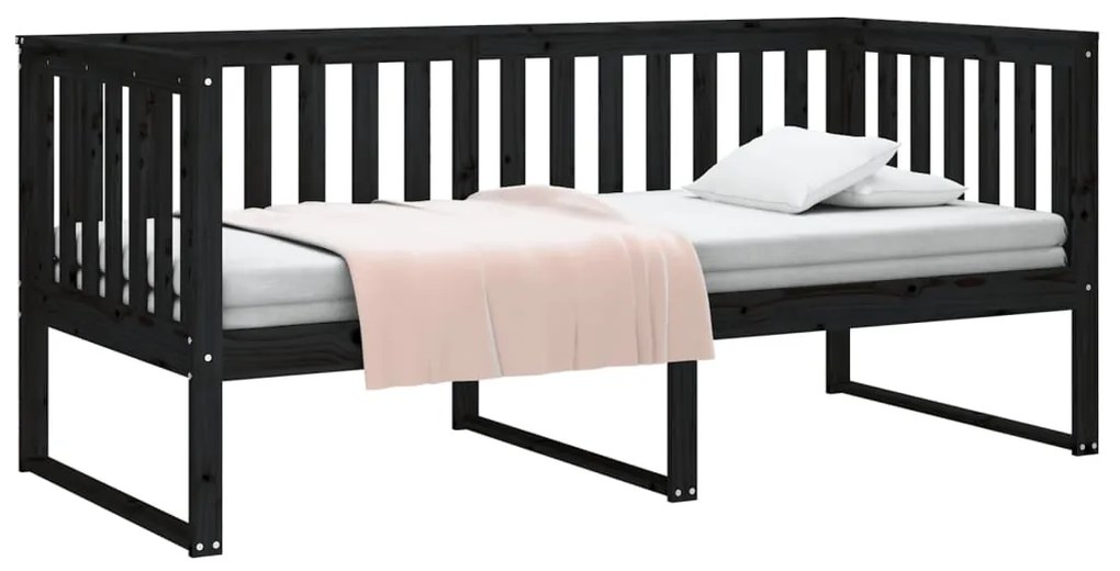 Sofá-cama 90 x 200 cm madeira de pinho maciça preto