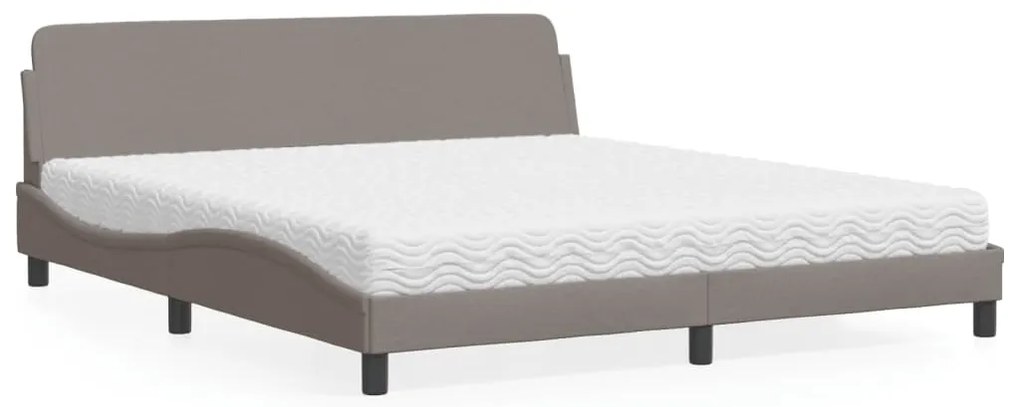 vidaXL Cama com colchão 180x200 cm tecido castanho-acinzentado