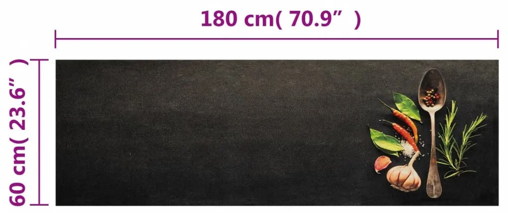 Tapete de cozinha lavável 60x180 cm veludo padrão especiarias