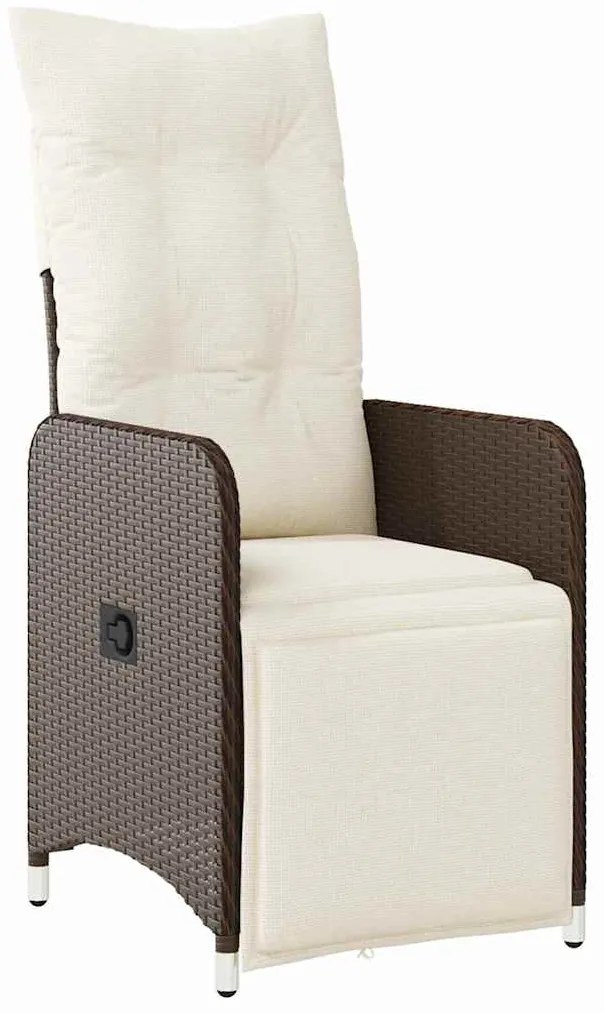 Conjunto de Jantar de Jardim 5 Peças com Almofadas Castanho de Rattan