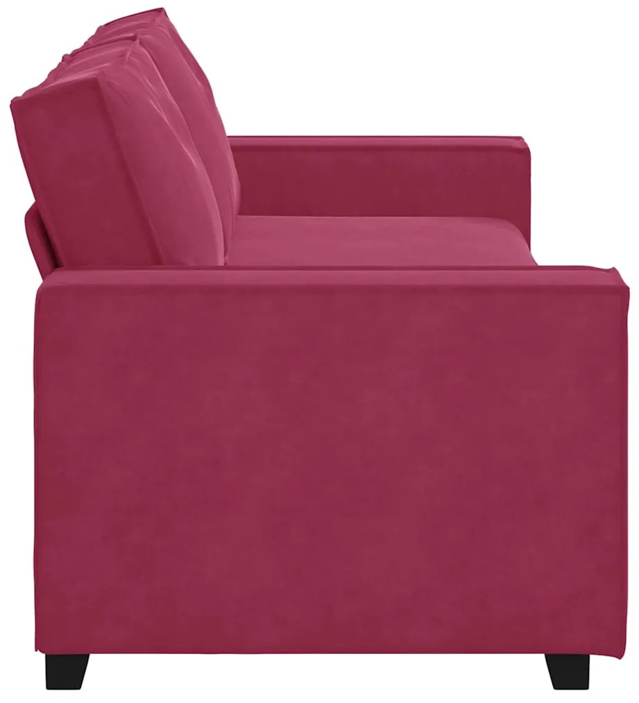 Sofá de 3 lugares veludo 180 cm vermelho tinto