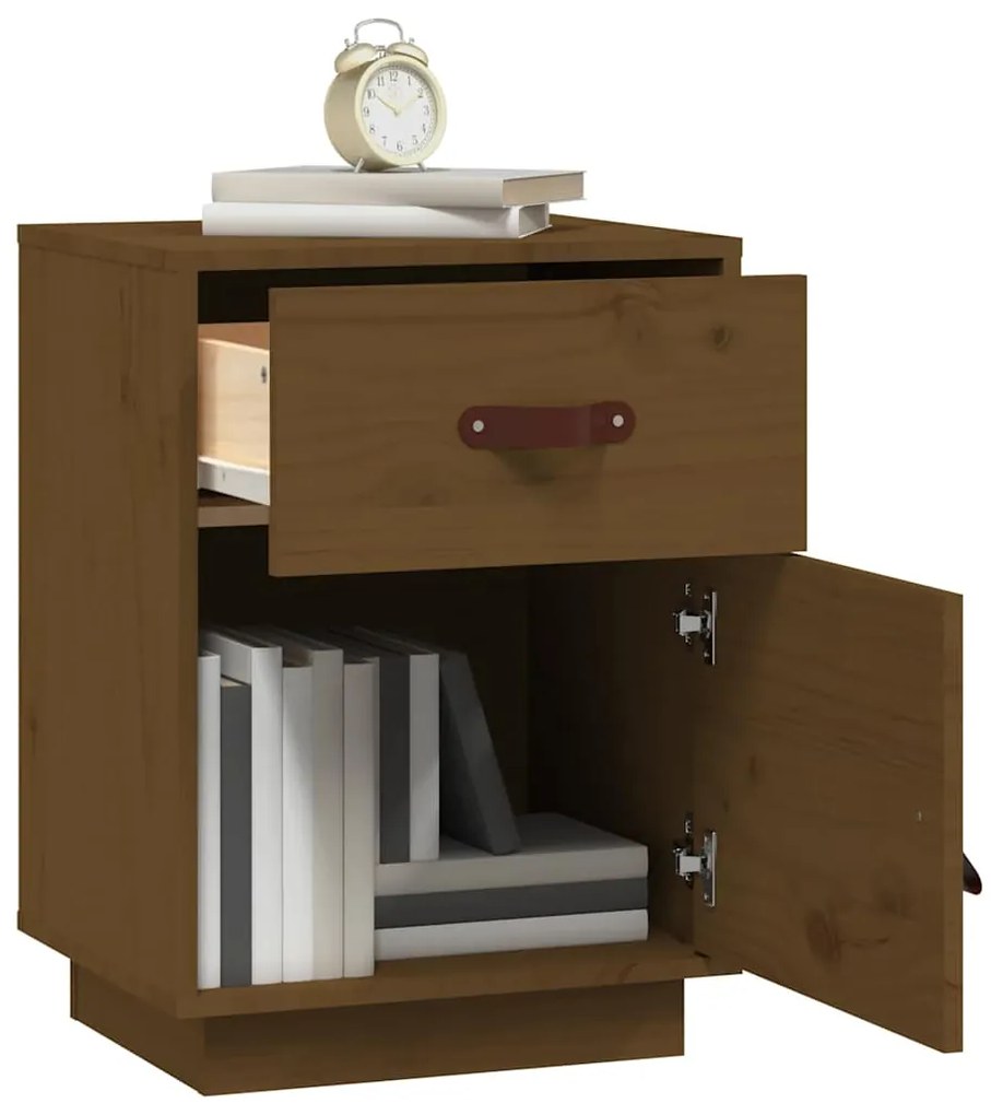Mesa de cabeceira 40x34x55 cm pinho maciço castanho mel