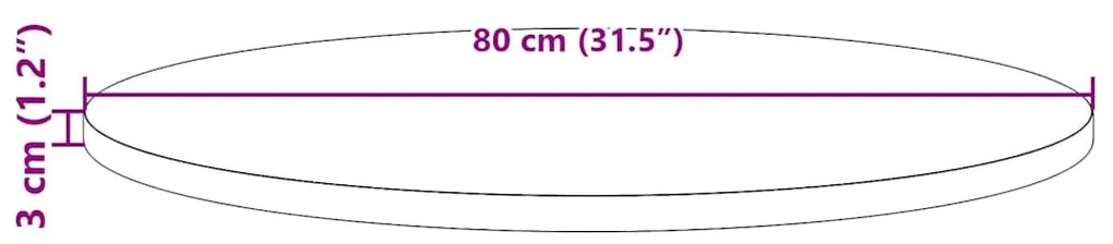 Tampo de mesa redondo Ø80x3 cm madeira de pinho maciça branco