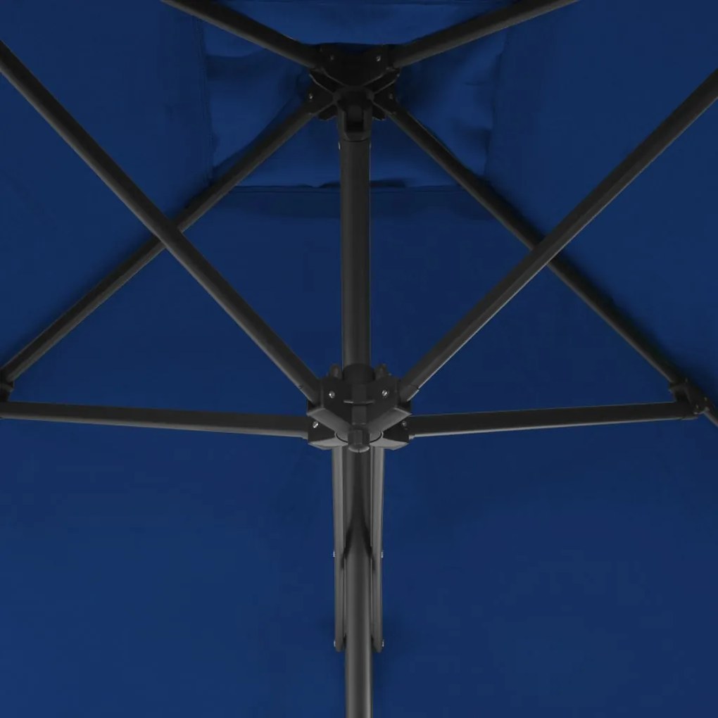 Guarda-sol de jardim com poste de aço 250x250x230 cm azul