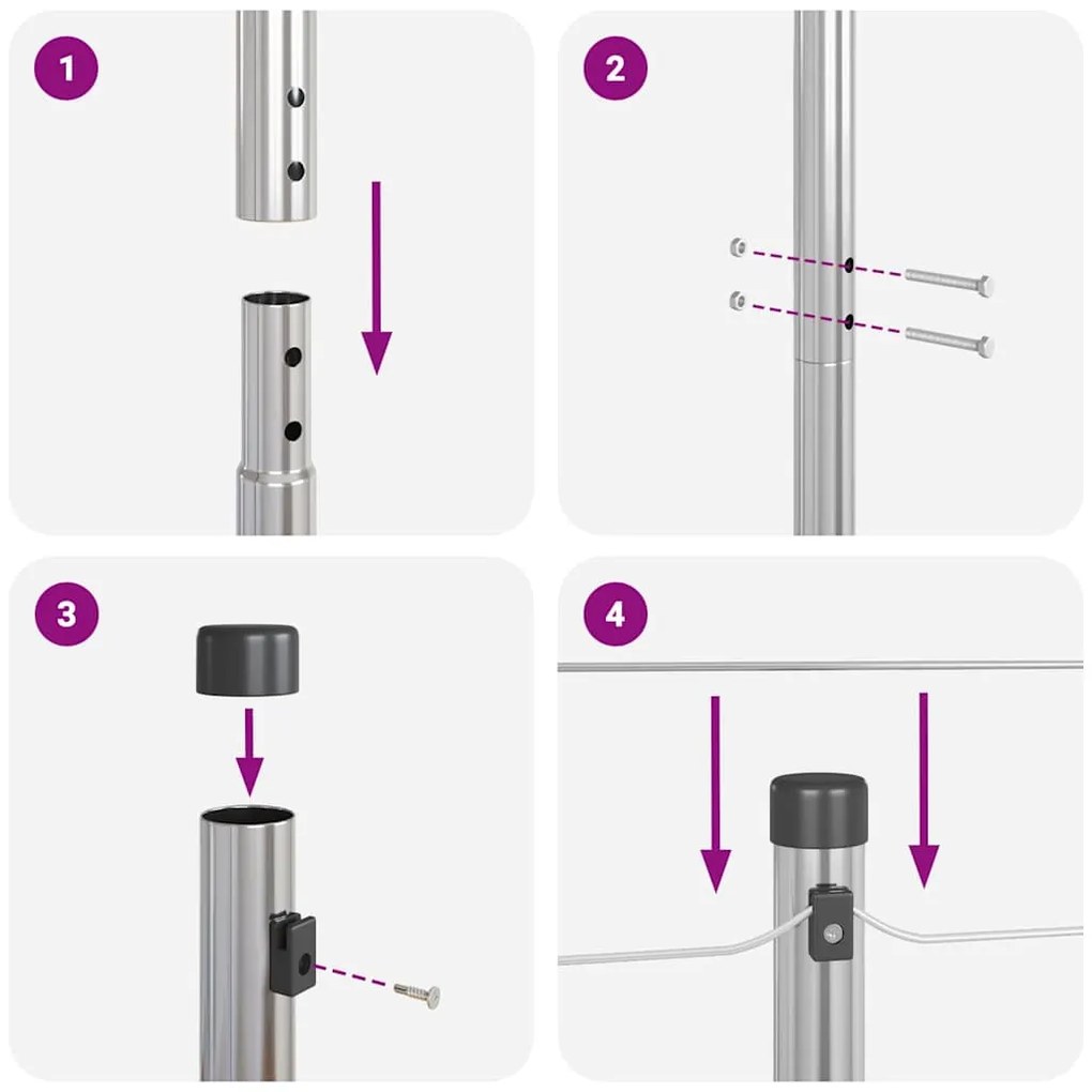 Postes de Cerca 52 pcs Ø32 mm 170 cm Aço Galvanizado