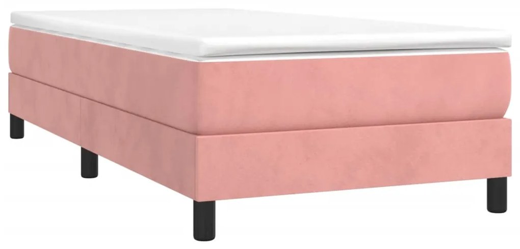 Estrutura de cama 90x200 cm veludo rosa