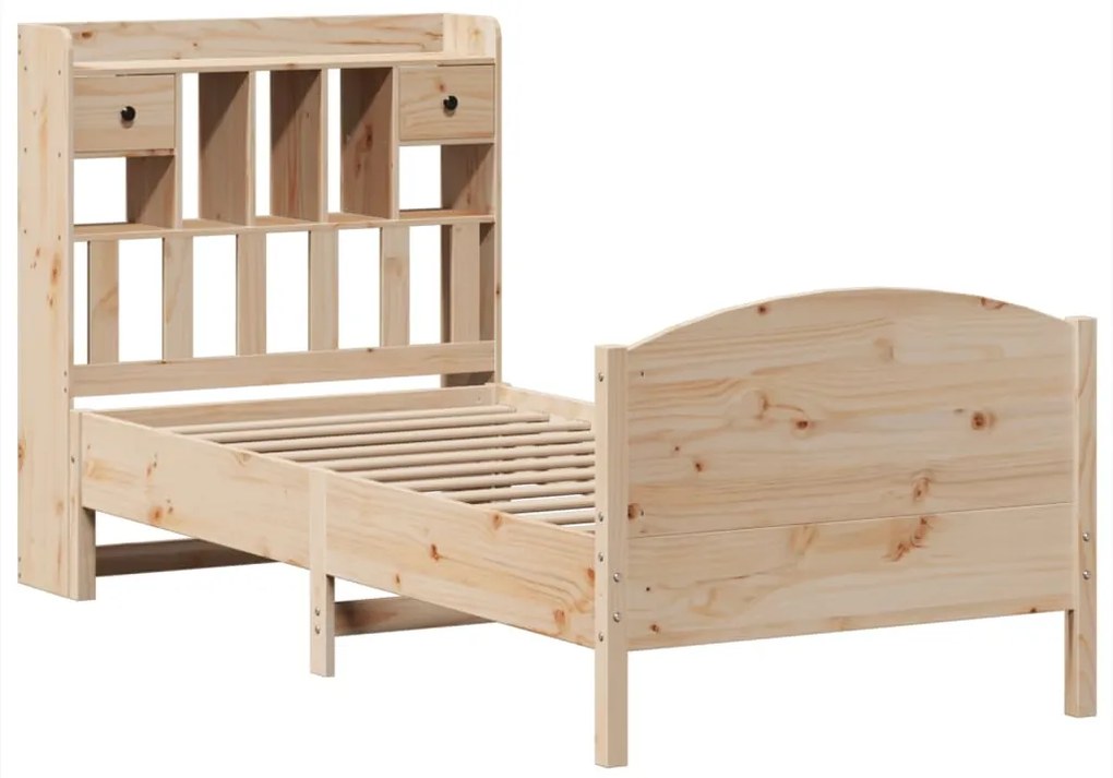 Cama com estante sem colchão 75x190 cm pinho maciço