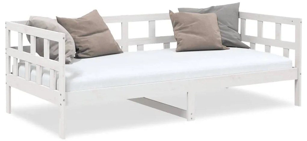 Sofá-cama 90x190 cm madeira de pinho maciça branco
