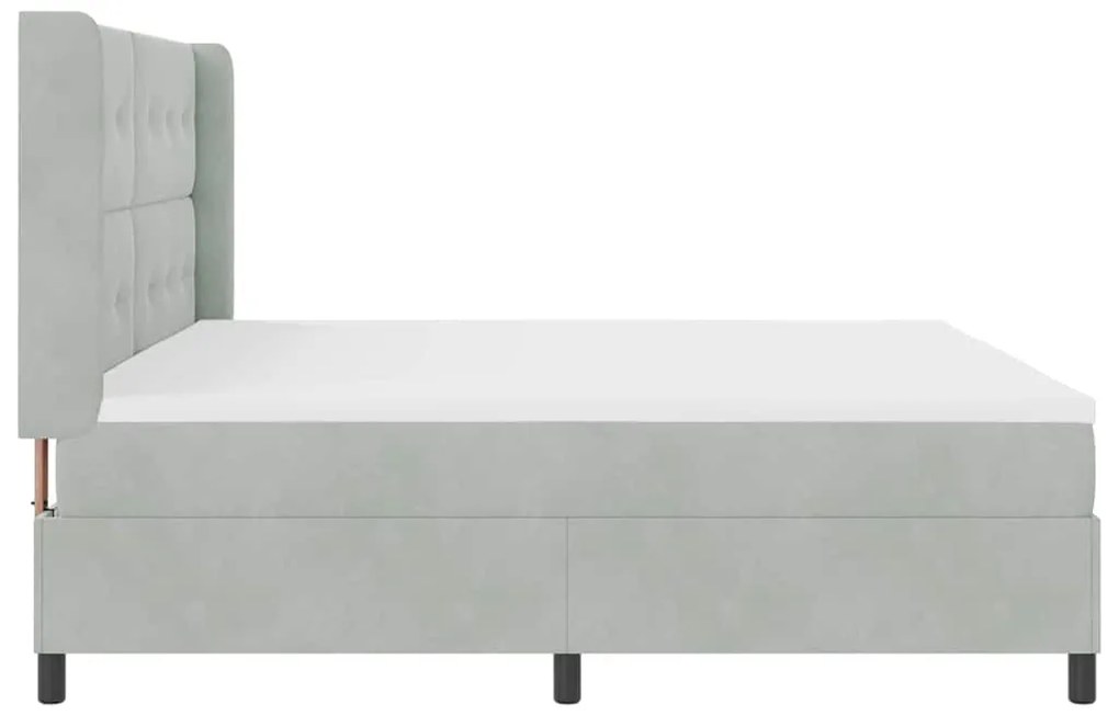 Cama Box com Colchão e Luz LED Cinza Claro 200x200 cm Veludo