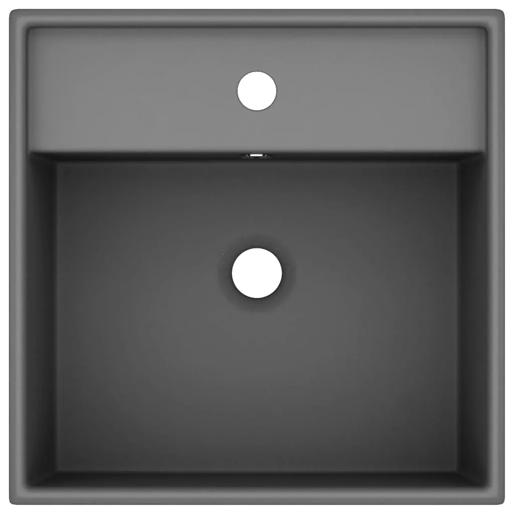 Lavatório luxuoso quadrado 41x41 cm cerâmica cinza-escuro mate
