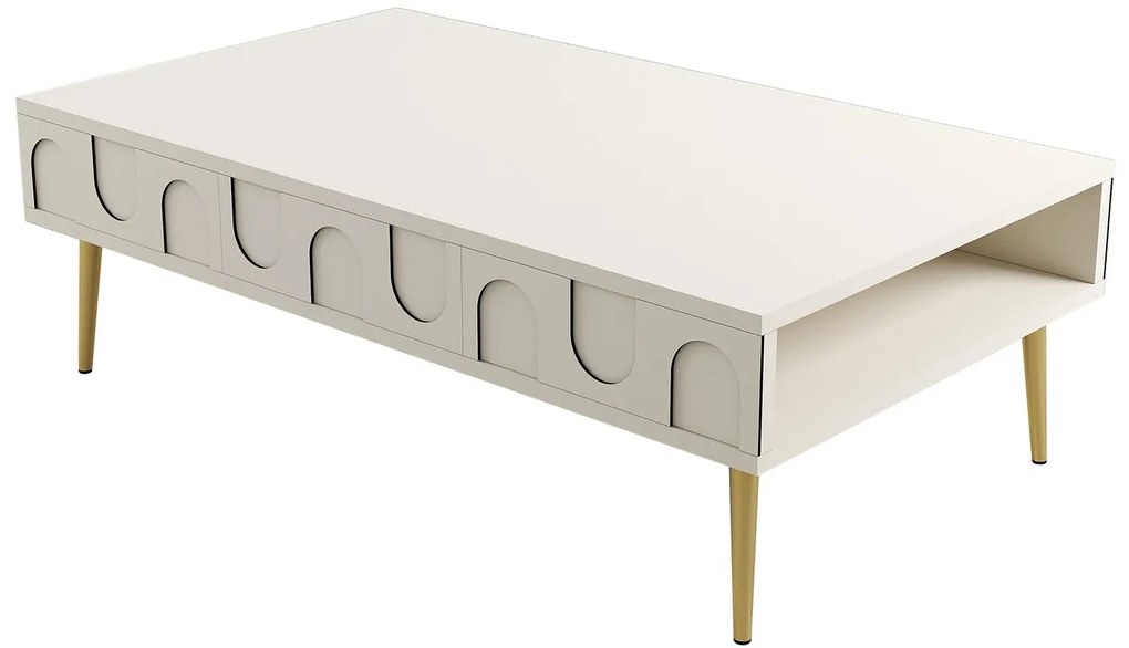 Mesa de Centro Lyon – Creme e Dourado – 105 x 33,6 x 60 cm