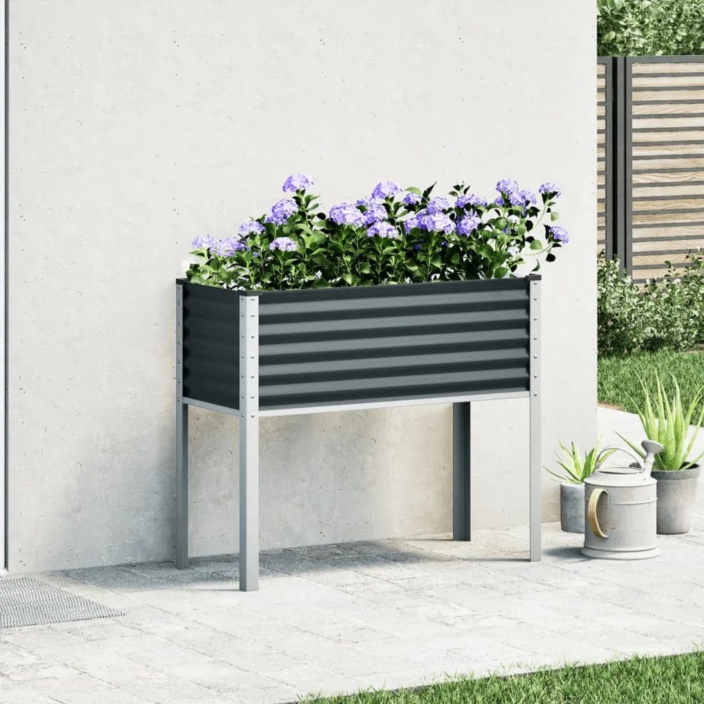 Vaso/floreira de jardim 100x41x90 cm aço antracite