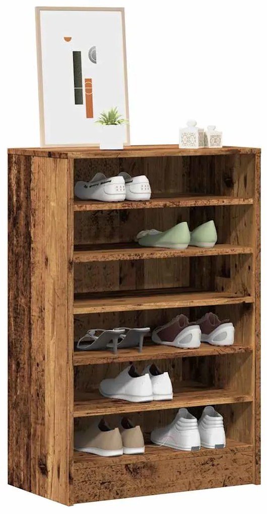 vidaXL Armário para sapatos 60x35x92cm derivados madeira madeira velha