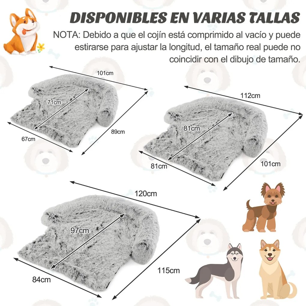 Cama de pelo antiderrapante para cães com cobertura amovível Coleira almofadada macia lavável - branco - M