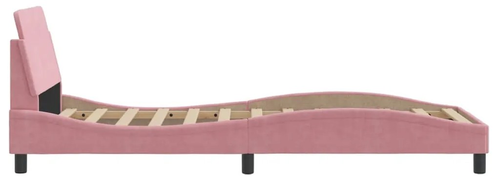 Estrutura cama c/ cabeceira sem colchão 90x200 cm veludo rosa