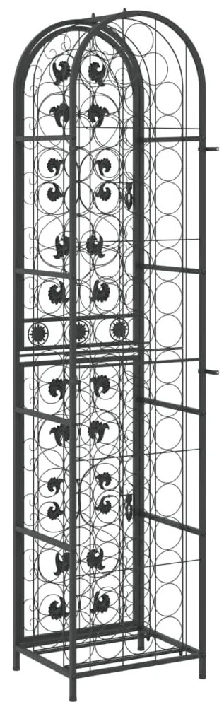 Garrafeira para 73 garrafas 45x36x200 cm ferro forjado preto