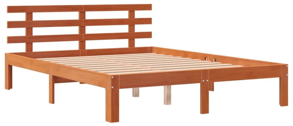 Cama sem colchão 120x200 cm madeira pinho maciça castanho-mel