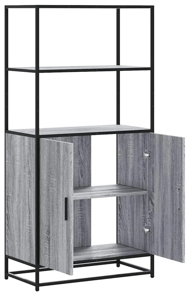 Armário alto 68x35x139 cm madeira e metal cinza sonoma