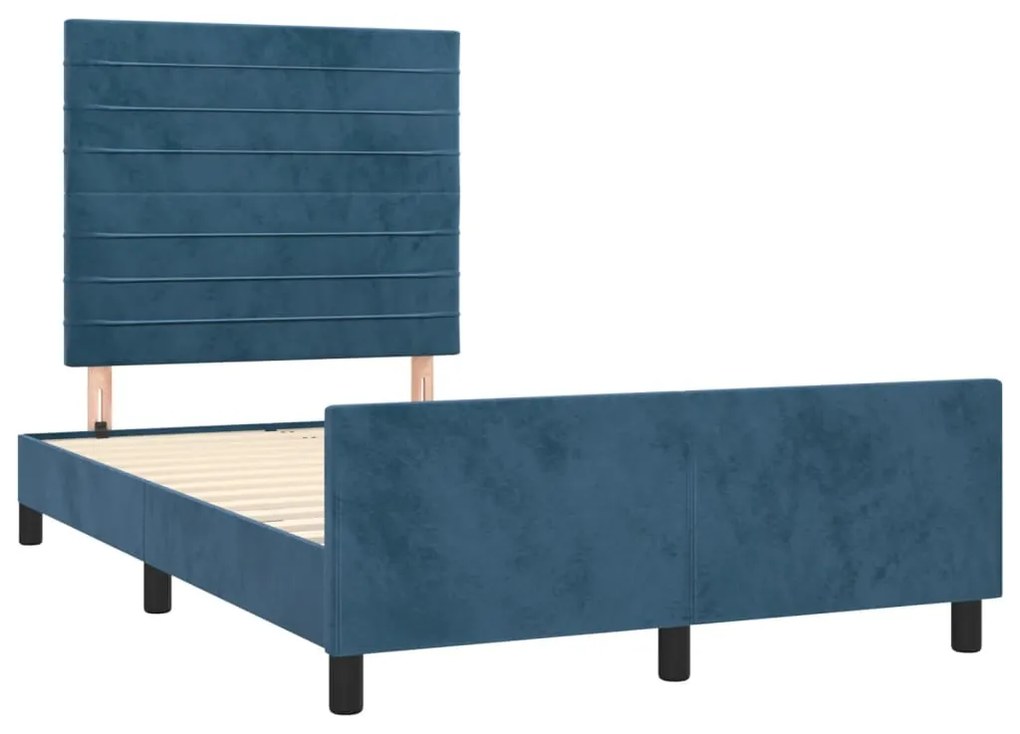 Estrutura de cama sem colchão 120x200 cm veludo azul