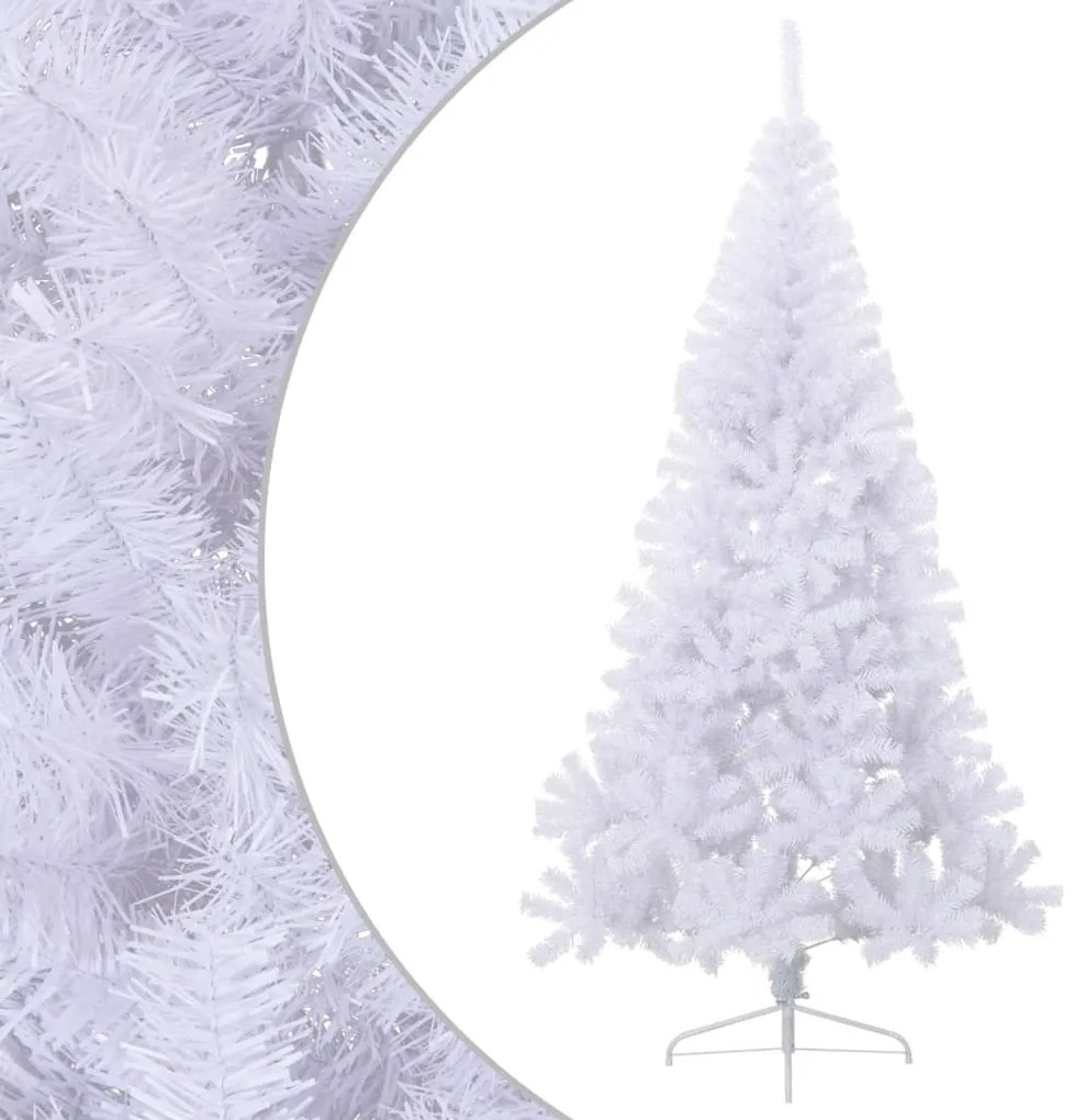 Meia árvore de Natal artificial com suporte 210 cm PVC branco