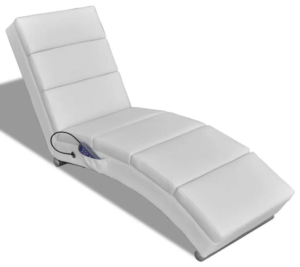 Cadeira de massagens reclinável em couro artificial branco