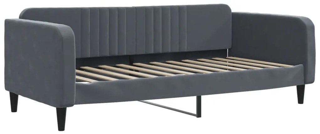 Sofá-cama com gavetão 100x200 cm veludo cinzento-escuro