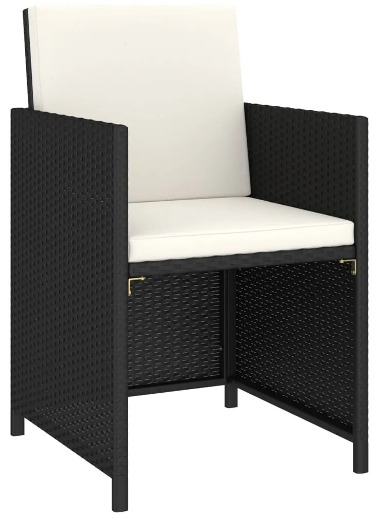 Conjunto de jantar para exterior c/ almofadões 6 pcs vime preto