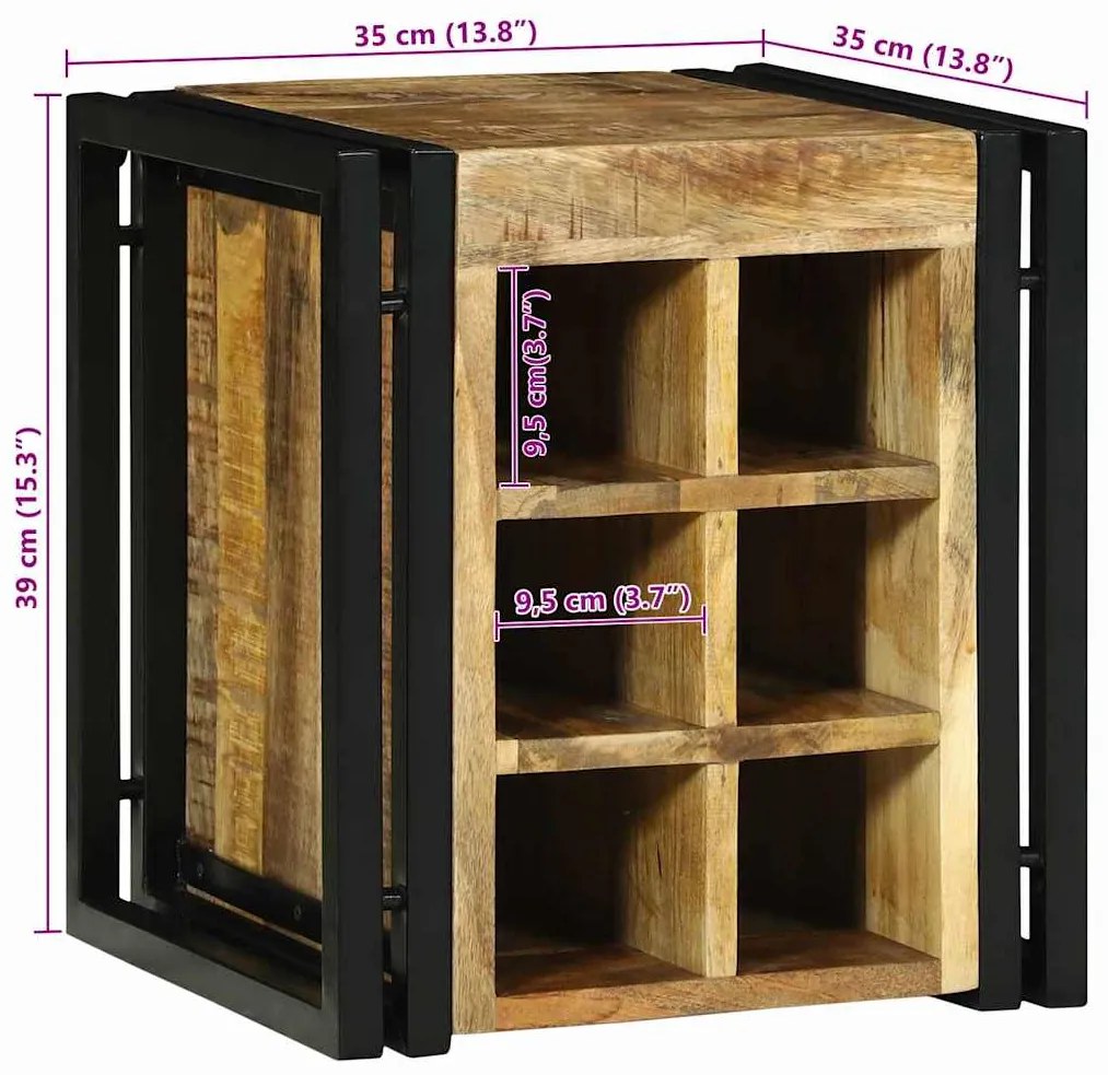 Rack de Vinho 34,5 x 35 x 39 cm Madeira Sólida de Mangueira Rústica