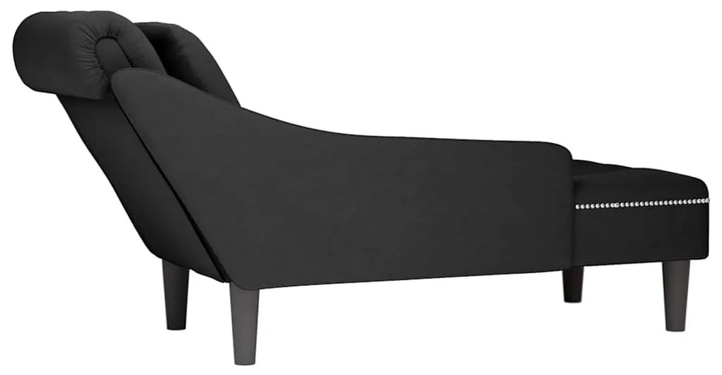 Chaise lounge c/ almofada/apoio de braços direito veludo preto