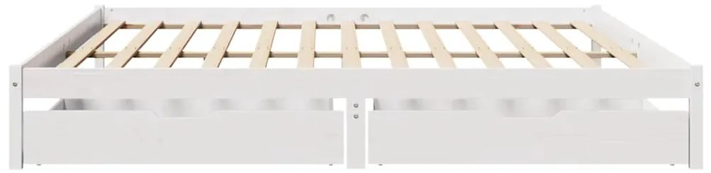 Cama sem colchão 200x200 cm madeira de pinho maciça branco