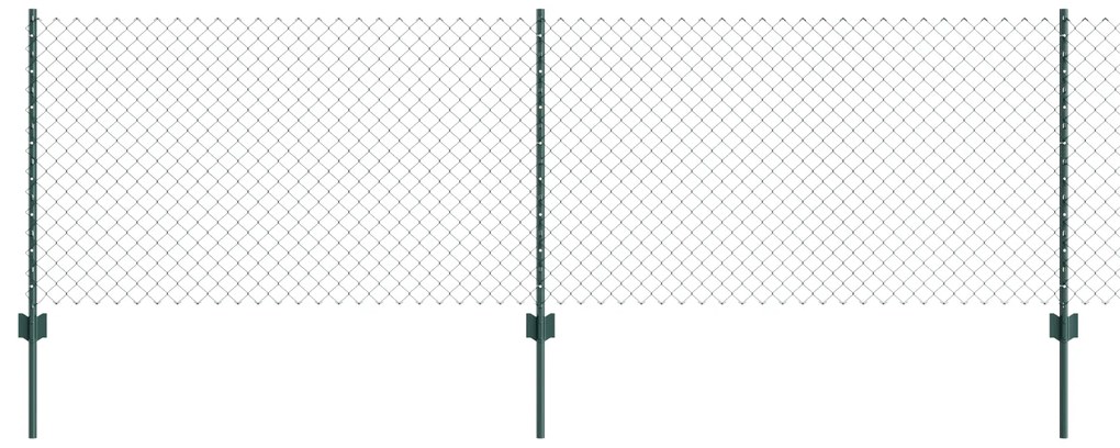 Cerca de Cadeia com 22 Postes U Verde 0.8x25 m de Aço