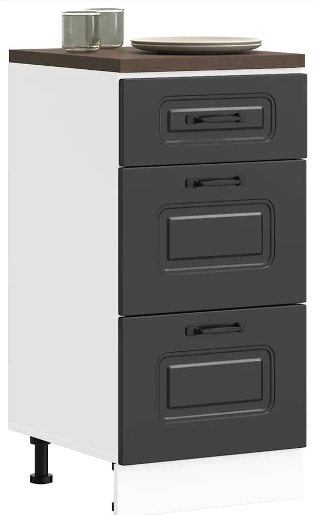 vidaXL Armário de cozinha baixo Kalmar madeira artificial preto