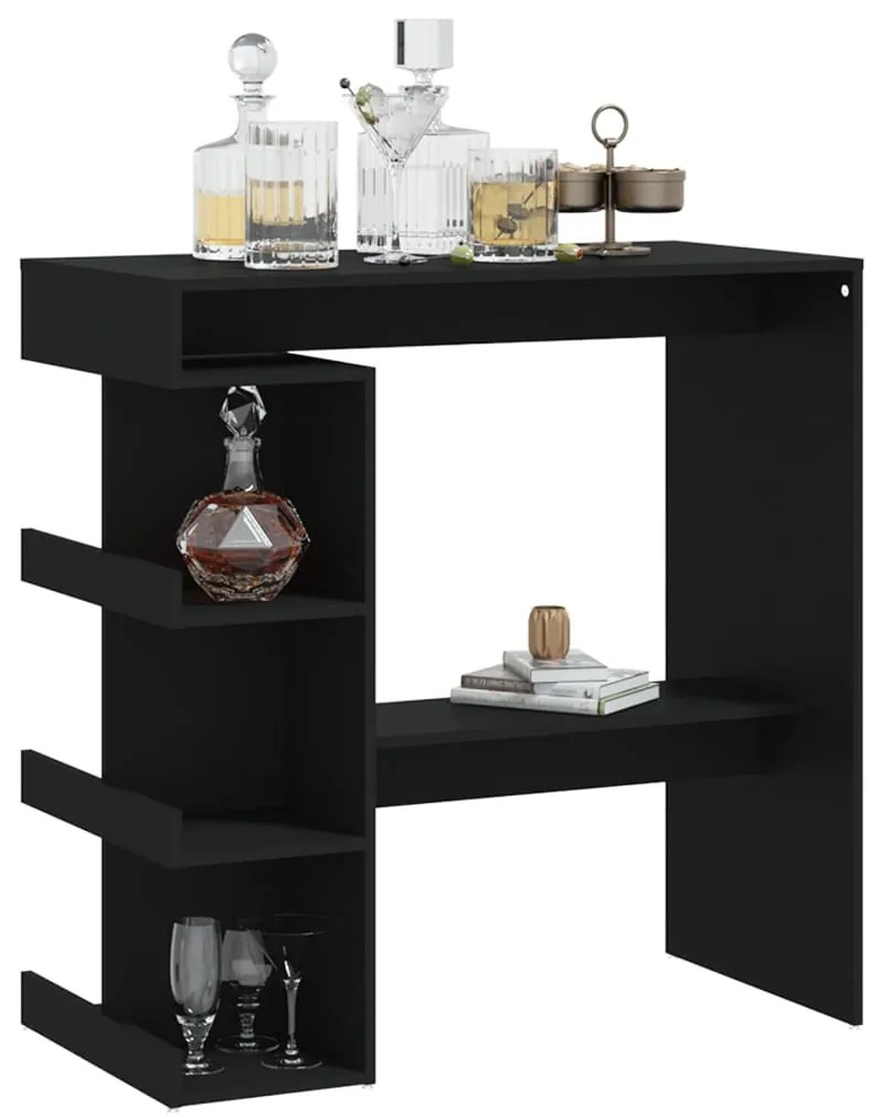 Mesa de bar c/ prateleiras derivados de madeira preto