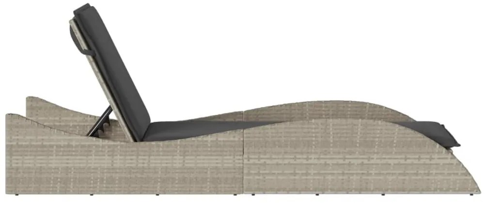 Espreguiçadeira com almofadão 60x205x73 cm vime PE cinza-claro