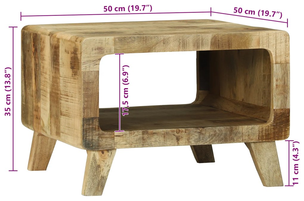 Mesa de Café 50x50x35 cm Madeira de Mangueira Maciça
