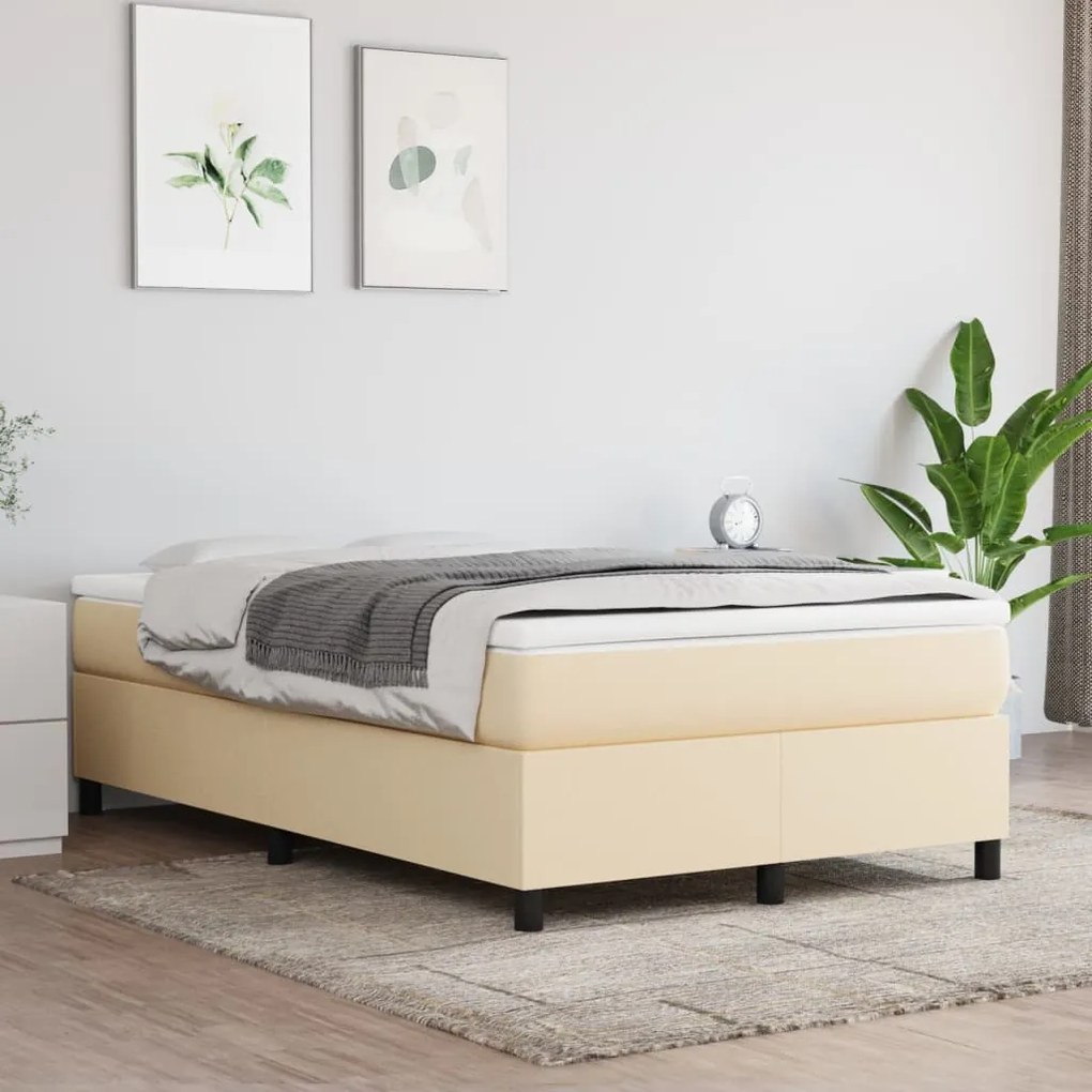 3120851 vidaXL Estrutura de cama 120x200 cm tecido cor creme