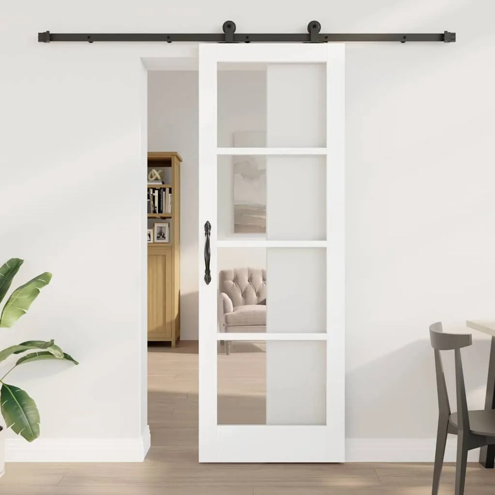 vidaXL Porta Deslizante com Conjunto de Ferragens "ORKDAL" Branca 73.5x211 cm