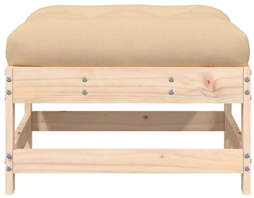 Apoios de pés p/ jardim c/ almofadões 2 pcs pinho maciço