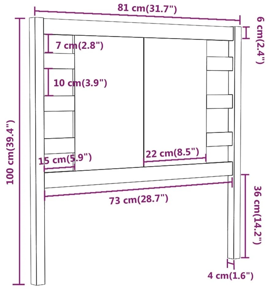 Cabeceira de cama 81x4x100 cm pinho maciço