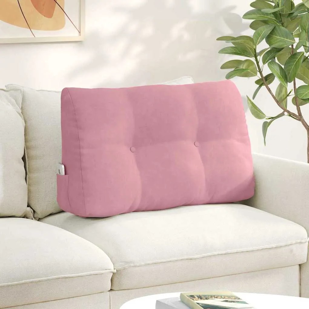 vidaXL Travesseiro para Costas Rosa 80 x 24 x 50 cm Veludo